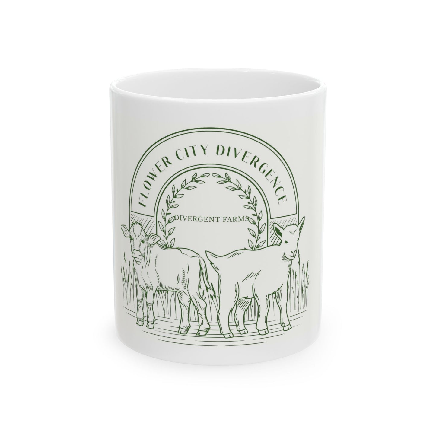 Flower City Divergence Ceramic Mug, Cow Lover Gift, Farmhouse Decor, Coffee Mug, Farmhouse Kitchen Accessories, Unique Gift Idea