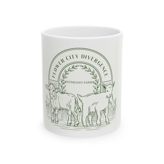 Flower City Divergence Ceramic Mug, Cow Lover Gift, Farmhouse Decor, Coffee Mug, Farmhouse Kitchen Accessories, Unique Gift Idea