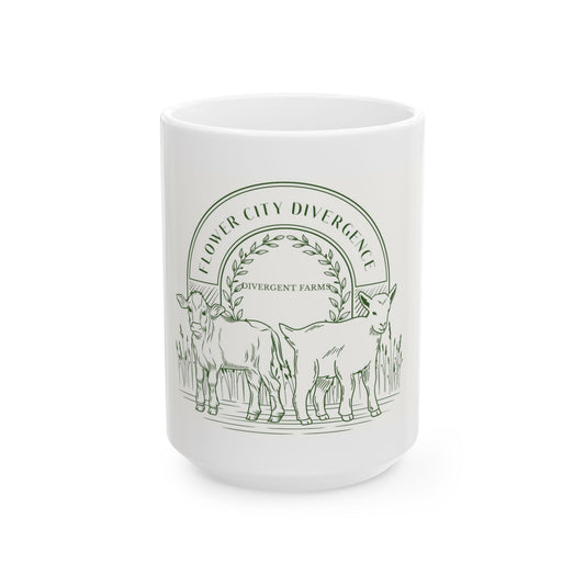 Flower City Divergence Ceramic Mug, Cow Lover Gift, Farmhouse Decor, Coffee Mug, Farmhouse Kitchen Accessories, Unique Gift Idea
